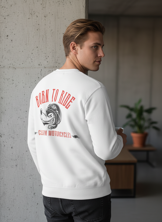 EazyTrends Born To Ride Backprint Sweatshirt — Unisex Regular Fit